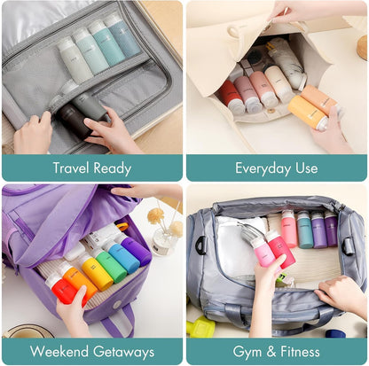 Muslish Refillable Silicone Travel Bottles – 3 fl oz, 6 Pack, Gray Mix