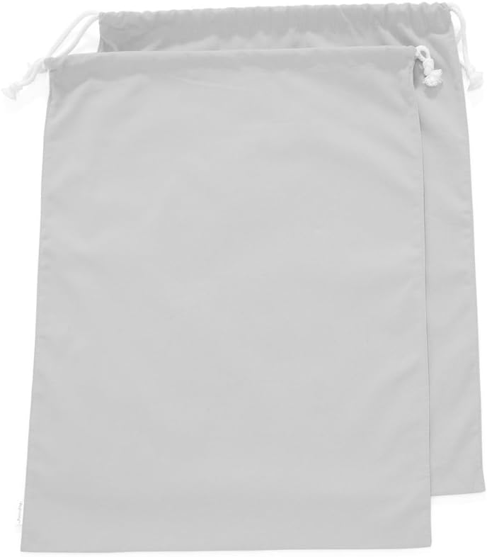 Augbunny Cotton Canvas Laundry Bags – Light Grey, Large, 2 Pack