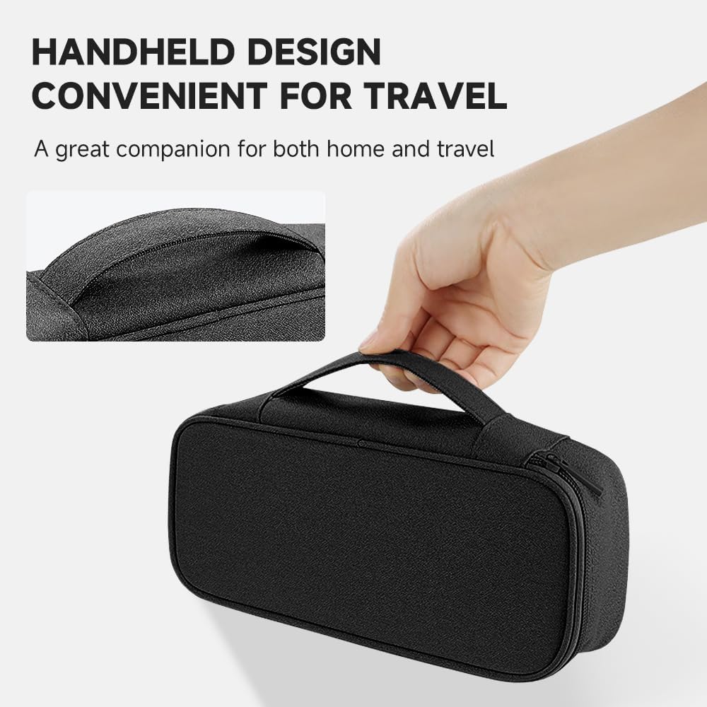 Teskyer Cable Organizer Pouch with Handle – Black, Single Layer