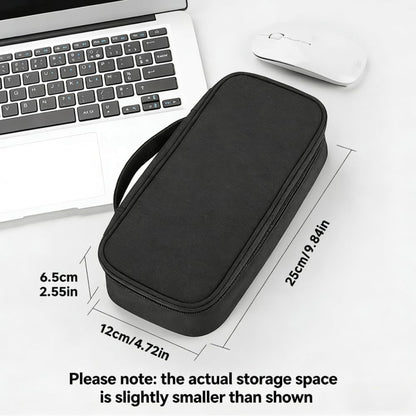 Teskyer Cable Organizer Pouch with Handle – Black, Single Layer