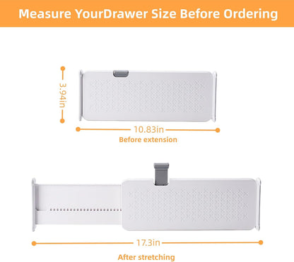 Adjustable Drawer Dividers with Inserts – White, 2 Pack