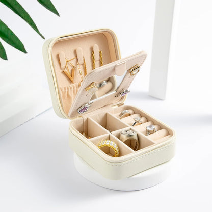 KElofoN Travel Jewelry Case with Mirror – White