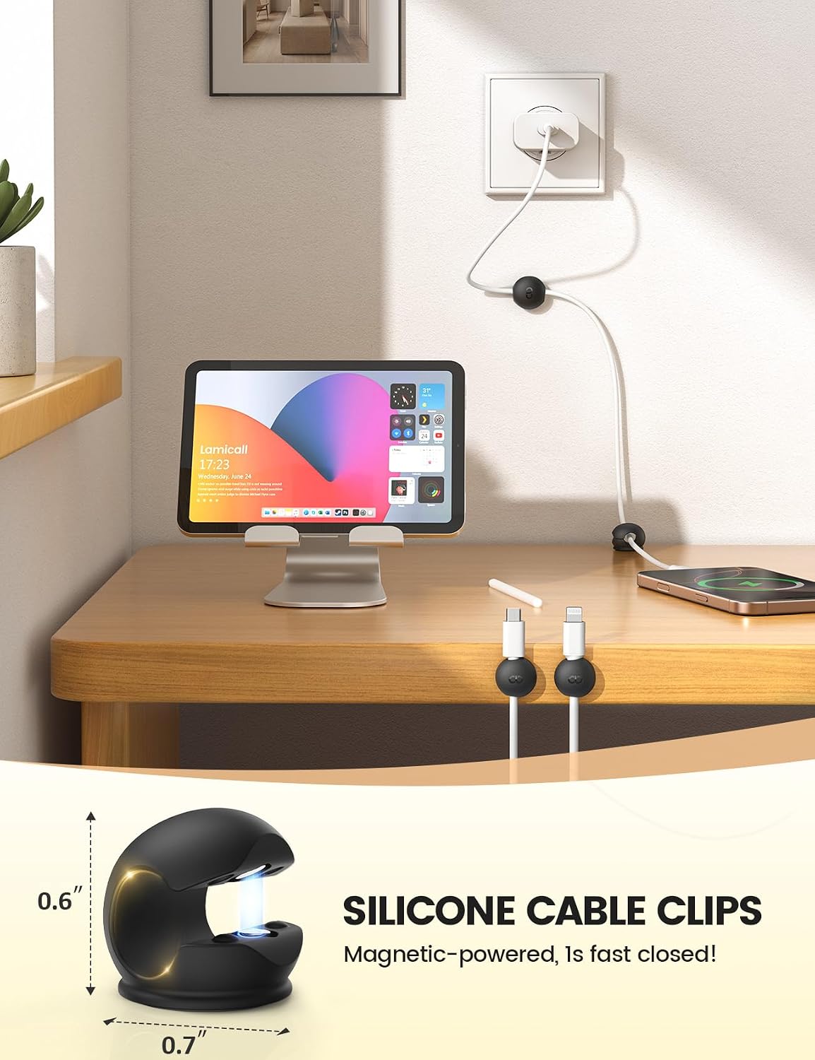 Lamicall Magnetic Cable Organizer Clips – 8 Pack