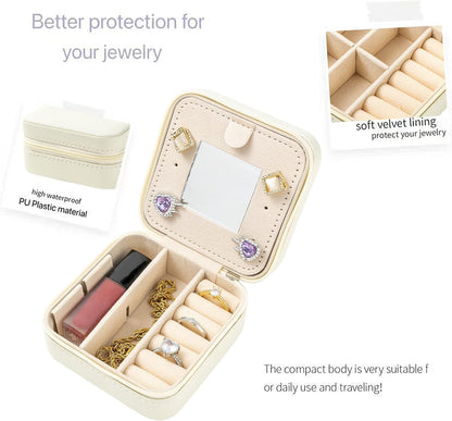 KElofoN Travel Jewelry Case with Mirror – White
