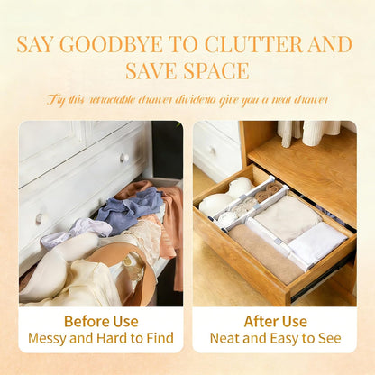 Adjustable Drawer Dividers with Inserts – White, 2 Pack