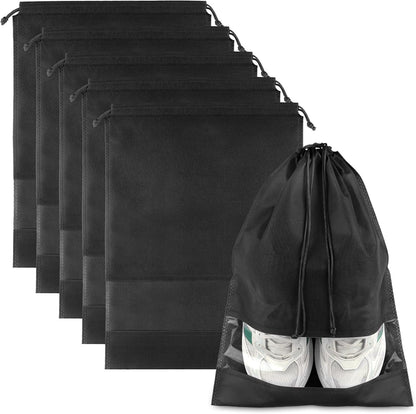 COIDEA Travel Shoe Bags with Clear Window – Black, 5 Pack