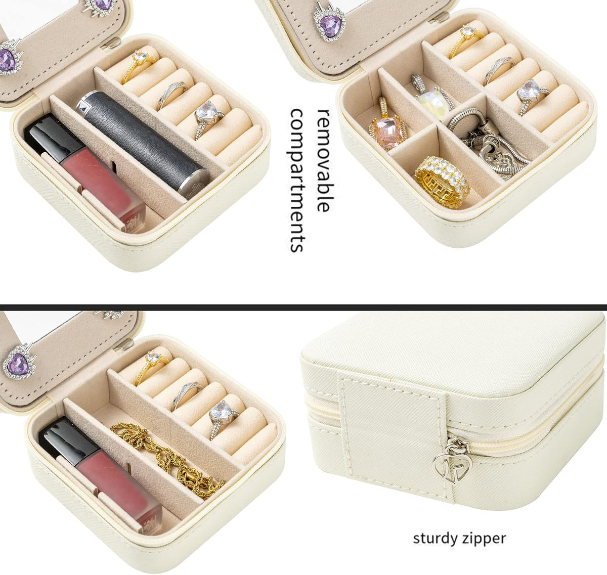 KElofoN Travel Jewelry Case with Mirror – White