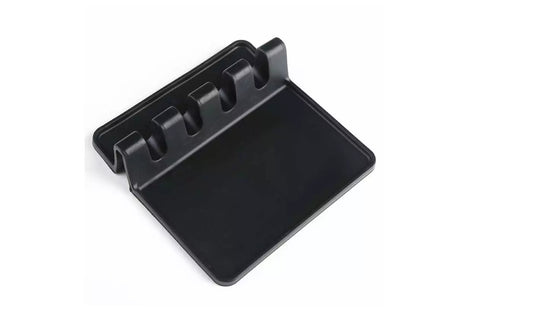 Silicone Utensil Rest with Drip Tray – Black