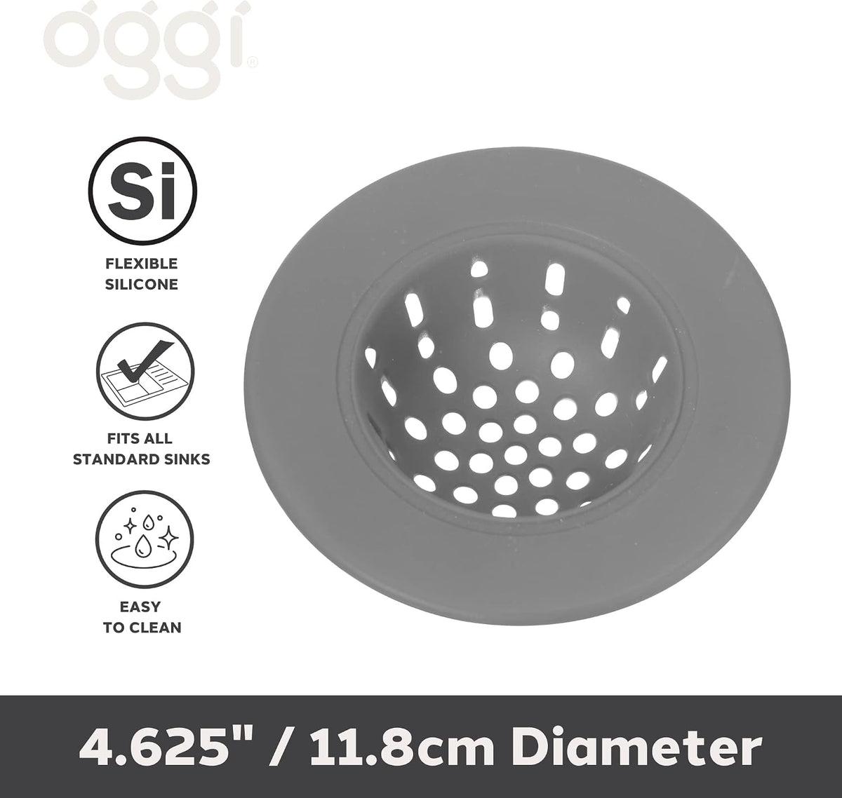 OGGI Silicone Sink Strainer – Gray, Single Pack