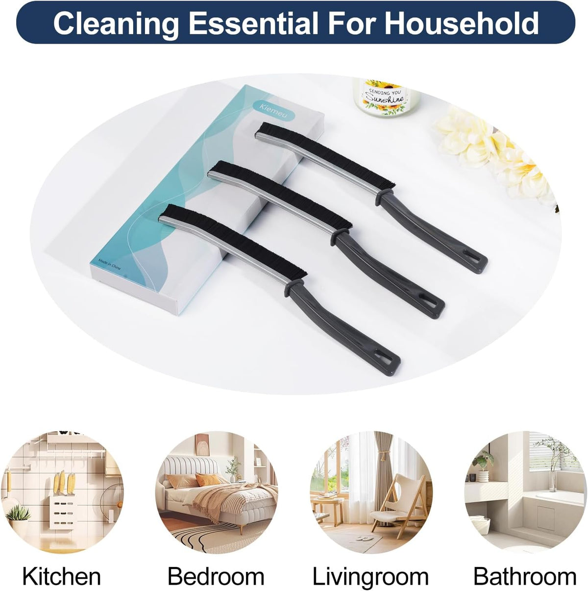Crevice Cleaning Brushes – Black, 3 Pack